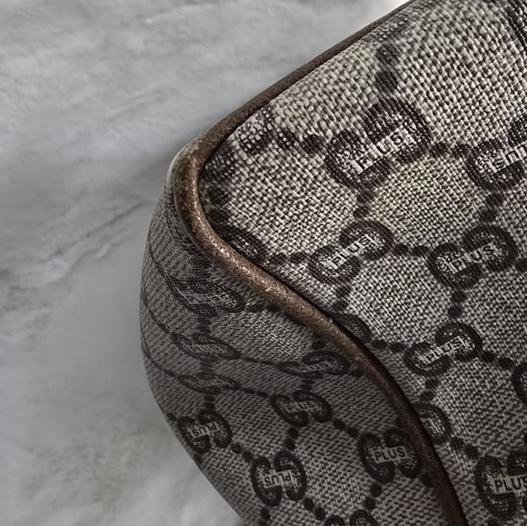 GUCCI GG Plus Canvas Boston Bag PVC Leather Beige - Picture 10 of 16